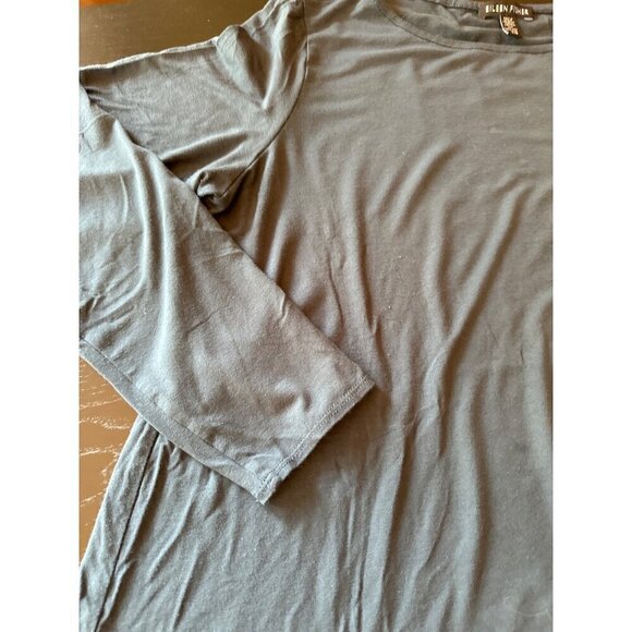 Eileen Fisher Asymmetrical Hem Tunic Top L/G Blue Grey - Picture 3 of 5